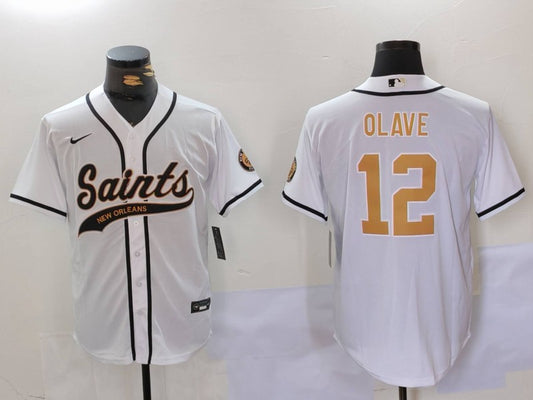 Men's New Orleans Saints Chris Olave #12 White Player Jersey1