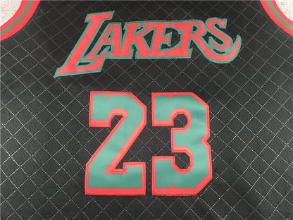 Men's Los Angeles Lakers LeBron James #23 Black Hardwood Classics Player Jersey1