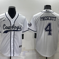 Men's Dallas Cowboys Dak Prescott #4 White Player Jersey1 Joint Edition