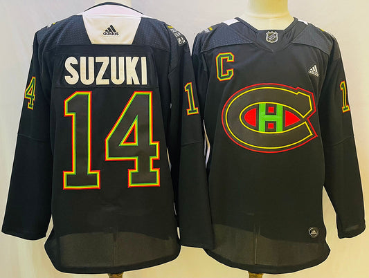 Men's Montreal Canadiens Nick Suzuki #14 Black Player Jersey1