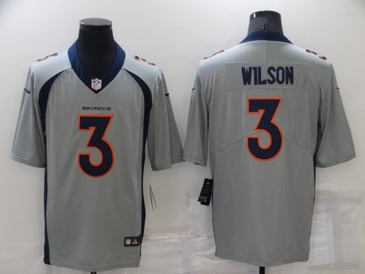 Men's Denver Broncos Russell Wilson #3 Gray Inverted Game Jersey1