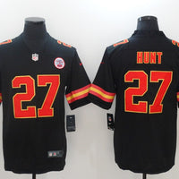 Men's Kansas City Chiefs Karim Hunt #27 Black Player Game Jersey1