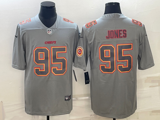 Men's Kansas City Chiefs Chris Jones #95 Grey Game Jersey1