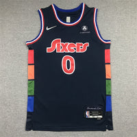 Men's Philadelphia 76ers Tyrese Maxey Navy 2021/22 Swingman Jersey1 City Edition