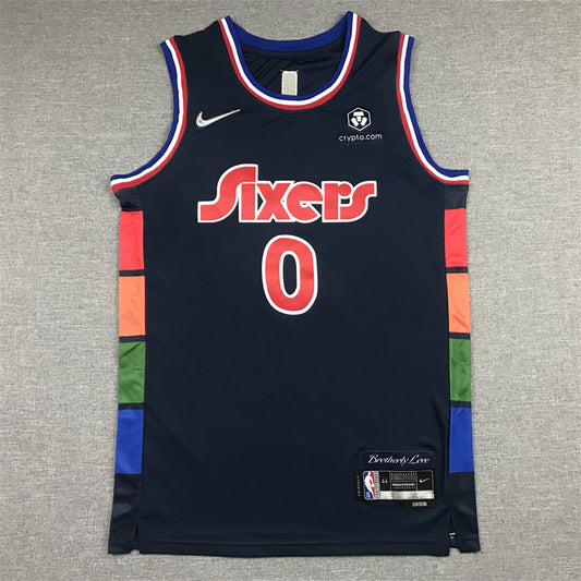 Men's Philadelphia 76ers Tyrese Maxey Navy 2021/22 Swingman Jersey1 City Edition