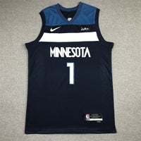 Men's Minnesota Timberwolves Anthony Edwards Navy 2021/22 Swingman Jersey1