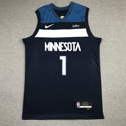 Men's Minnesota Timberwolves Anthony Edwards Navy 2021/22 Swingman Jersey1
