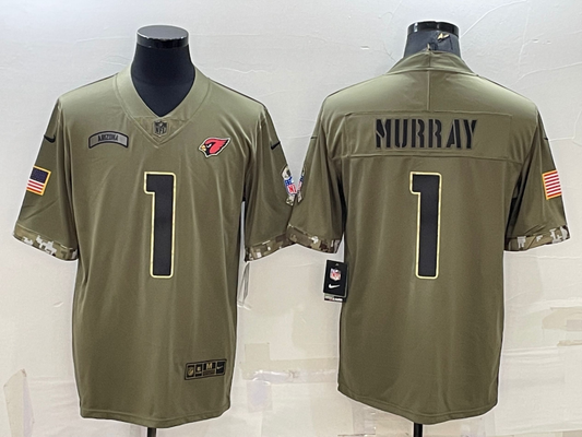 Men's Arizona Cardinals Kyler Murray #1 Olive 2022 Salute To Service Limited Jersey1