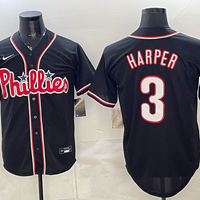 Men's Philadelphia Phillies Bryce Harper #3 Fashion Replica Black Out Jersey