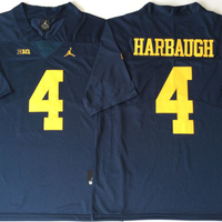 Men's Michigan Wolverines Jim Harbaugh #4 Navy Alumni Player Game Jersey