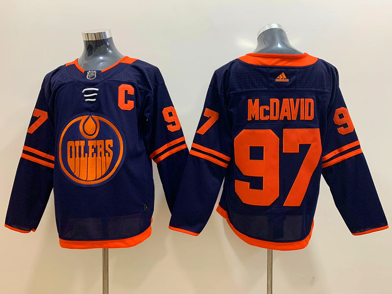 Men's Edmonton Oilers Connor McDavid #97 Navy Alternate Premier Breakaway Player Jersey1
