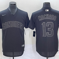 Men's San Diego Padres Manny Machado #13 Black Inverted Legend Jersey1