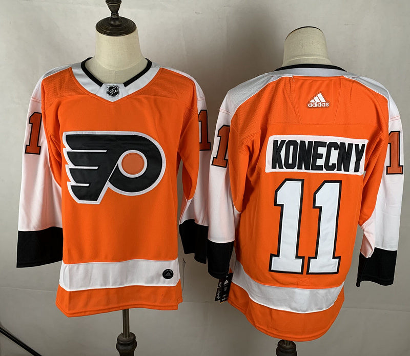 Men's Philadelphia Flyers Travis Konecny #11 Orange Player Jersey1