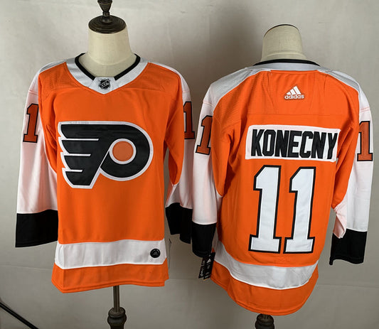 Men's Philadelphia Flyers Travis Konecny #11 Orange Player Jersey1