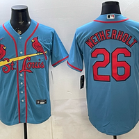 Men's St. Louis Cardinals JJ Wetherholt #26 Light Blue Alternate Replica Jersey
