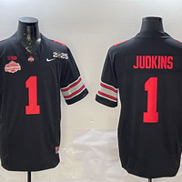Men's Ohio State Buckeyes Quinshon Judkins #1 Black 2025 CFP Final National Champions Patch F.U.S.E. Jersey