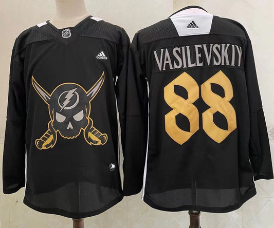Men's Tampa Bay Lightning Andrei Vasilevskiy #88 Black Player Game Jersey1