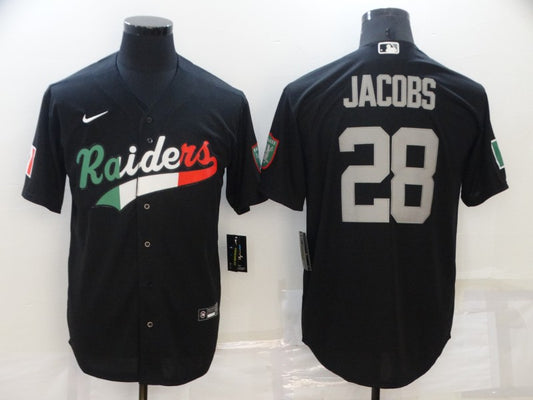 Men's Las Vegas Raiders Josh Jacobs #28 Black Team Game Jersey1 Joint Edition