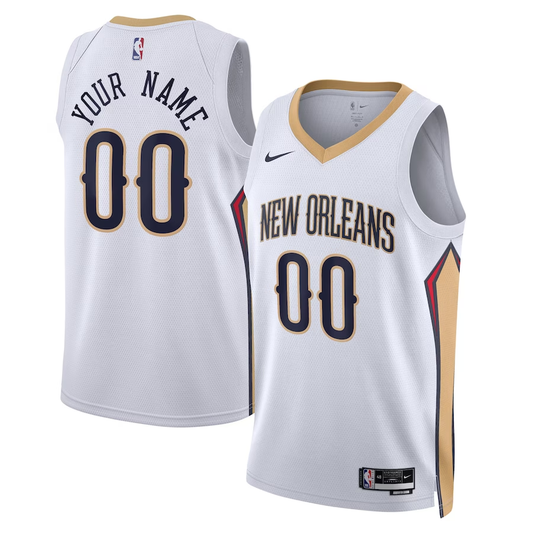 Men's New Orleans Pelicans White Swingman Custom Jersey1 - Association Edition