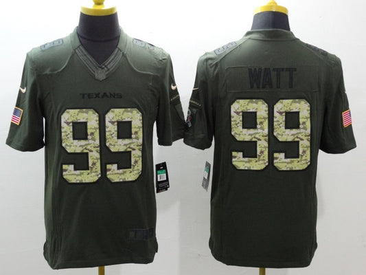 Men's Houston Texans J.J. Watt #99 Army Green Game Jersey1