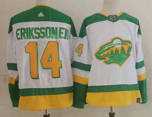 Men's Minnesota Wild Joel Eriksson Ek #14 White Breakaway Player Jersey1
