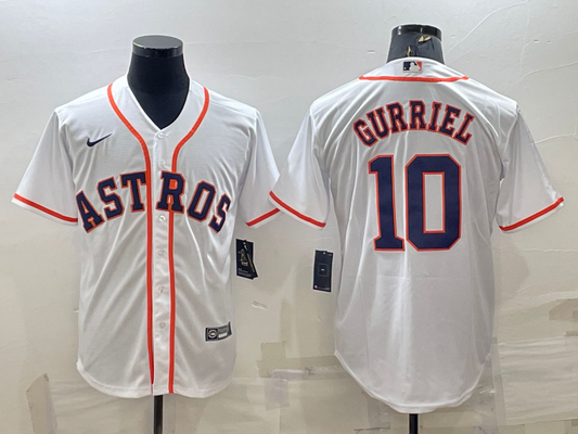 Men's Houston Astros Yuli Gurriel #10 White Home Replica Player Jersey1
