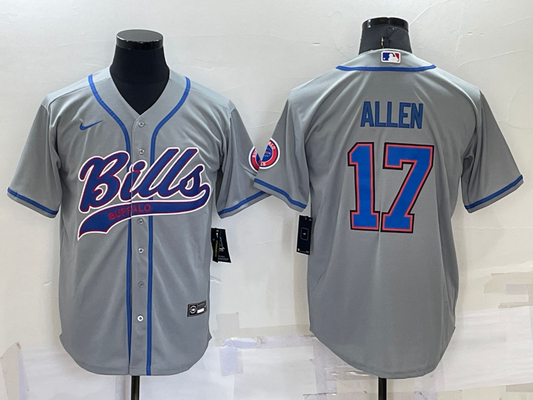 Men's Buffalo Bills Josh Allen #17 Gray Game Jersey1 Joint Edition