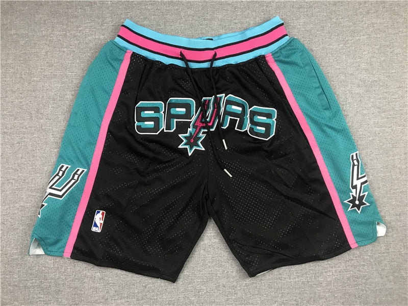 Men's San Antonio Spurs Black Hardwood Classics Basketball Shorts1