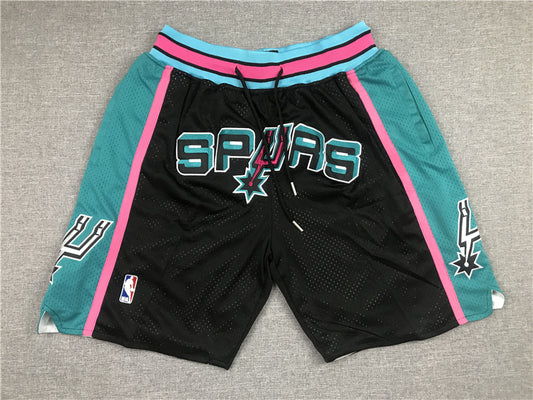 Men's San Antonio Spurs Black Hardwood Classics Basketball Shorts1