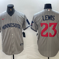 Men's Minnesota Twins Royce Lewis #23 Gray Road Replica Team Jersey1
