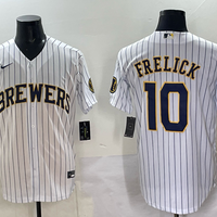 Men's Milwaukee Brewers Sal Frelick #10 White Replica Player Jersey