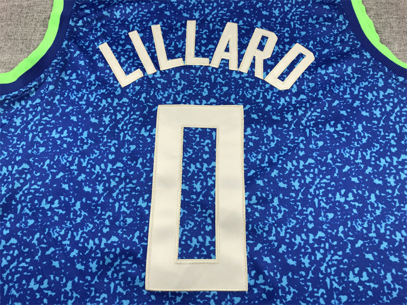 Men's Milwaukee Bucks Damian Lillard #0 Blue 2023/24 Swingman Jersey1 - City Edition