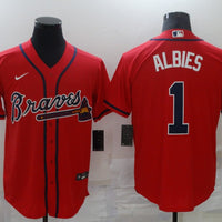 Men's Atlanta Braves Ozzie Albies #1 Red Replica Player Jersey1