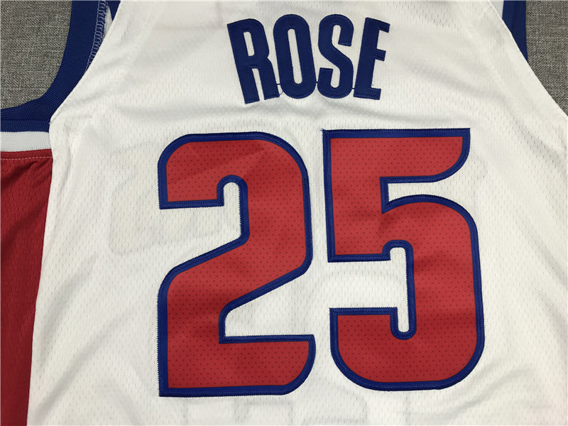 Men's Detroit Pistons Derrick Rose White 2021/22 Fast Break Replica Jersey1