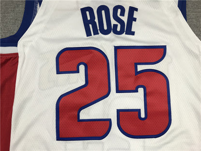 Men's Detroit Pistons Derrick Rose White 2021/22 Fast Break Replica Jersey1