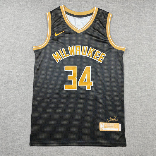 Men's Milwaukee Bucks Giannis Antetokounmpo #34 Black Select Series Swingman Jersey1