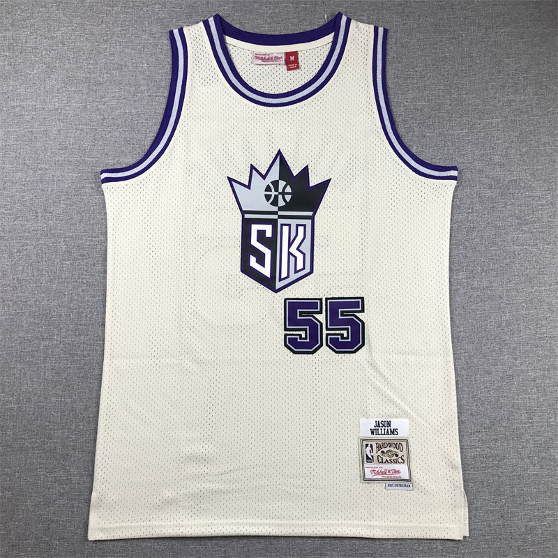 Men's Sacramento Kings Jason Williams #55 Cream Hardwood Classics Swingman Jersey1
