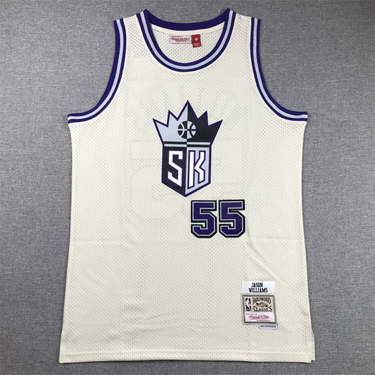 Men's Sacramento Kings Jason Williams #55 Cream Hardwood Classics Swingman Jersey1