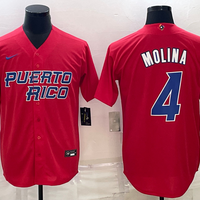 Men's 2023 World Baseball Classic #4 Yadier Molina Puerto Rico Red Jersey1