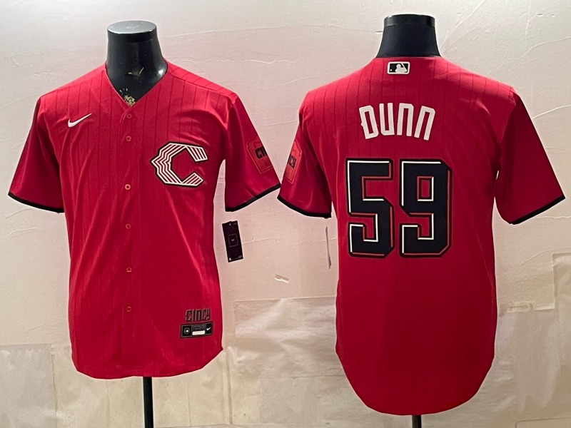 Men's Cincinnati Reds Justin Dunn #59 Red 2026 City Connect Stadium Jersey