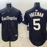 Men's Los Angeles Dodgers Freddie Freeman #5 Black Alternate Replica Jersey