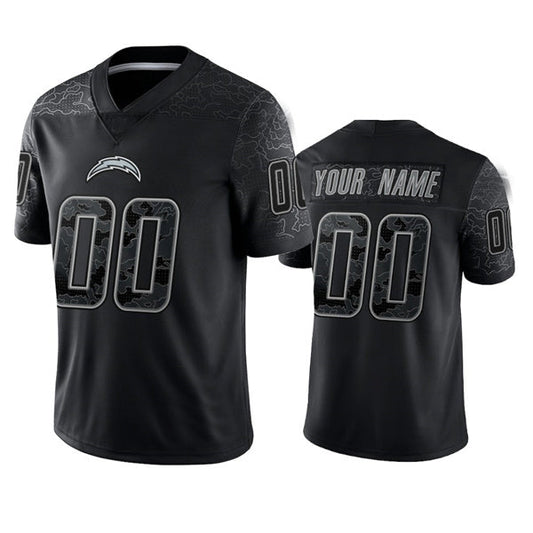Custom1 Los Angeles Chargers Active Player Black Reflective Limited Stitched Football Jersey1  American Jerseys