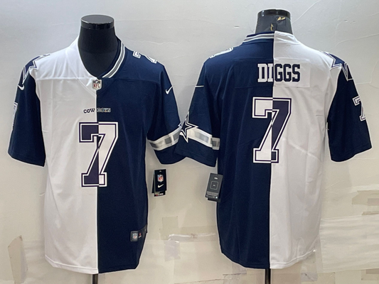 Men's Dallas Cowboys Trevon Diggs #7 White/Navy Player Jersey1