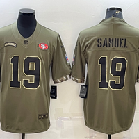 Men's San Francisco 49ers Deebo Samuel #19 Olive 2022 Salute To Service Retired Player Limited Jersey1