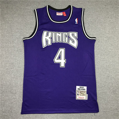 Men's Sacramento Kings Chris Webber #4 purple Retro Jersey1
