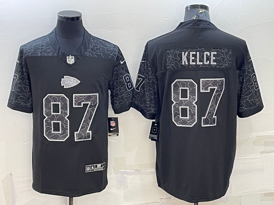 Men's Kansas City Chiefs Travis Kelce #87 Black RFLCTV Limited Jersey1