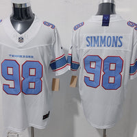 Men's Tennessee Titans Jeffery Simmons #98 White Game Jersey