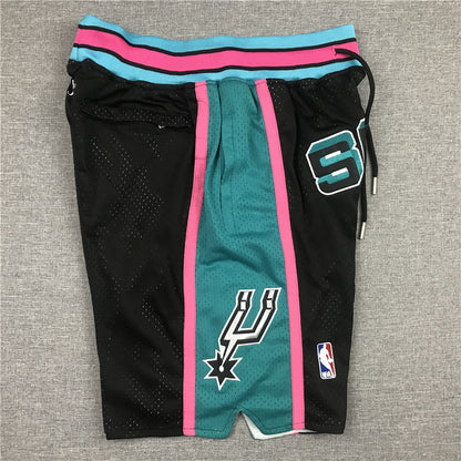 Men's San Antonio Spurs Black Hardwood Classics Basketball Shorts1