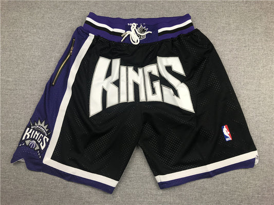 Men's Sacramento Kings 1998-99 Black Hardwood Classics Basketball Shorts1