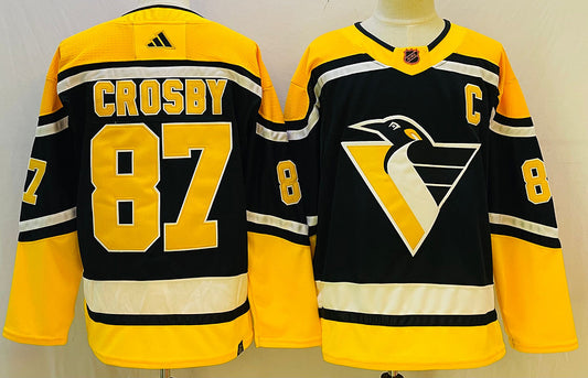 Men's Pittsburgh Penguins Sidney Crosby #87 Black Player Game Jersey1